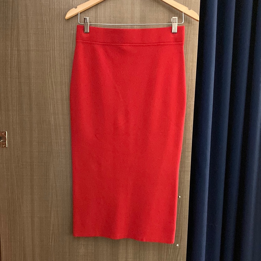 Michael Kors Collection Red Knit Pencil Skirt